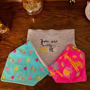SET OF THREE GENTLY USED BANDANA BIBS